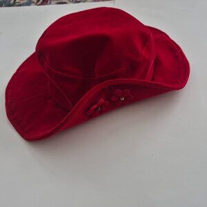 Vintage custom made toddler stylish red velvet hat girl 12-2t